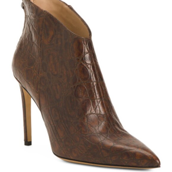 NEW BEAUTIISOLES Made In Italy Leather Olwena Dress Booties Brown FOR WOMEN864m
